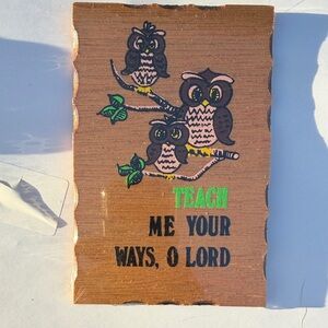 Wooden Plaque with Owl Design